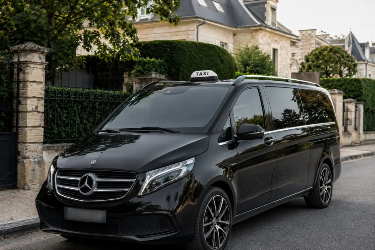 Van Mercedes Classe V noir Tara Taxi en ville — 8 places