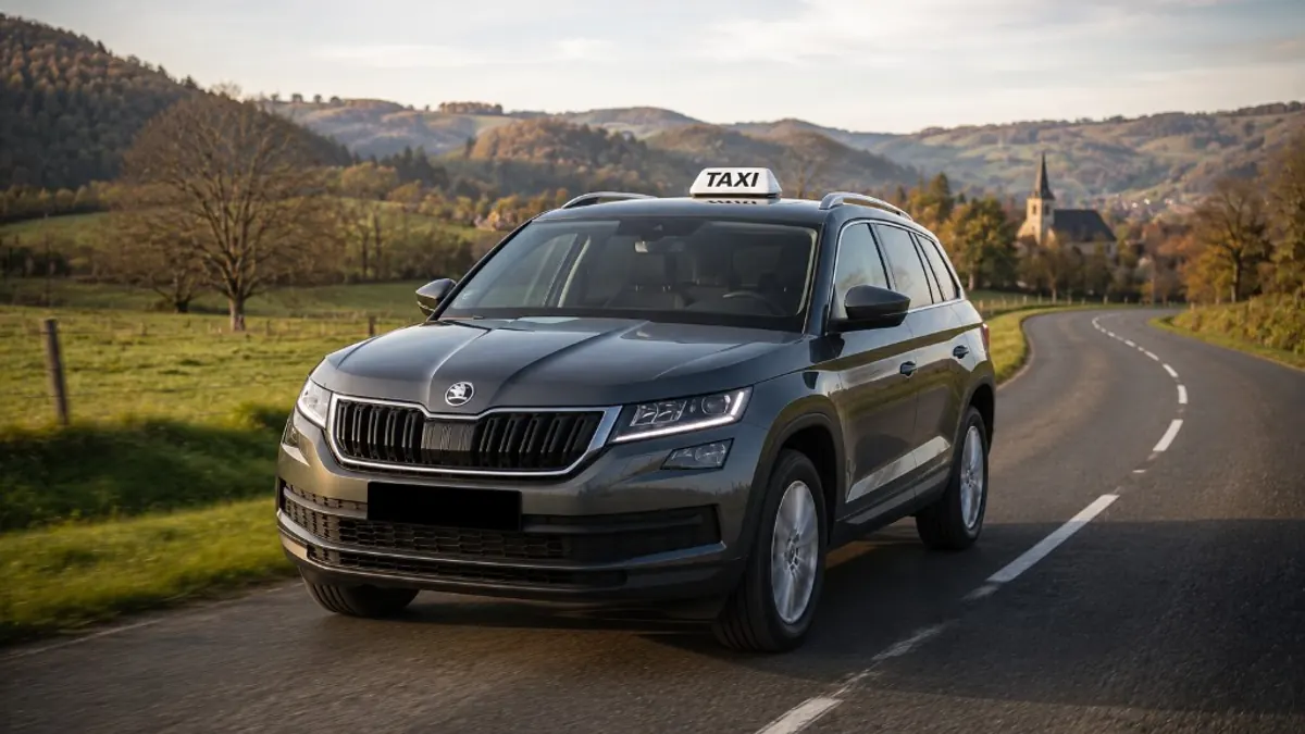 Taxi berline Škoda Kodiaq gris Tara Taxi à la campagne — page d'accueil Charvieu-Chavagneux